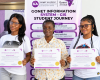 Aritha M. Clarke – Student Engagement & Service, Christina G. Heah – Content & Visual Media, and Dieboi Jennifer Doegbee – Monitoring & Evaluation with their certificates